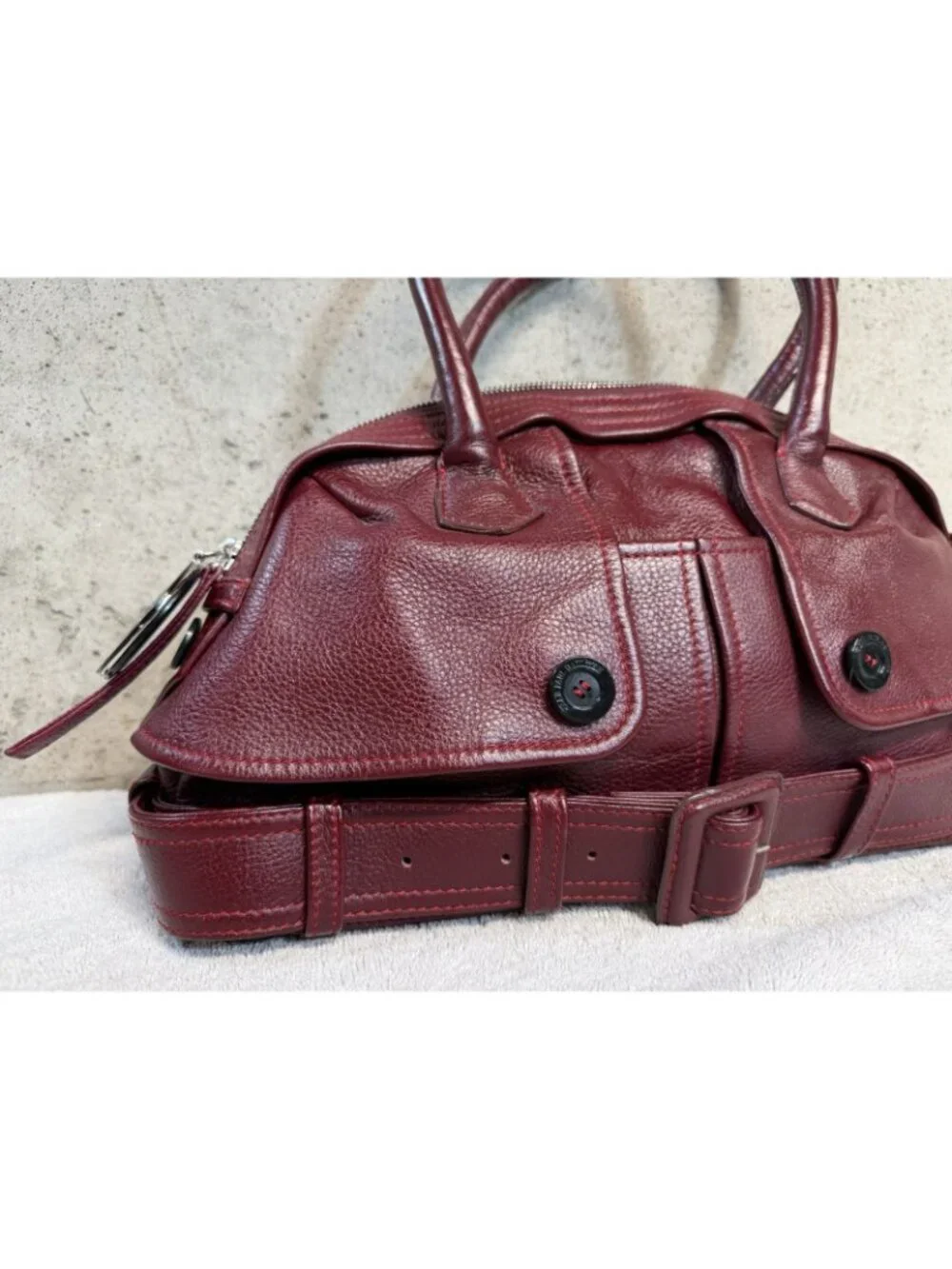 Jean Paul Gaultier Vintage Y2K Trench Coat Burgundy Leather Handbag Purse